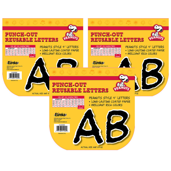 Eureka Peanuts® Deco Letters, 4in, Black, PK636 845065